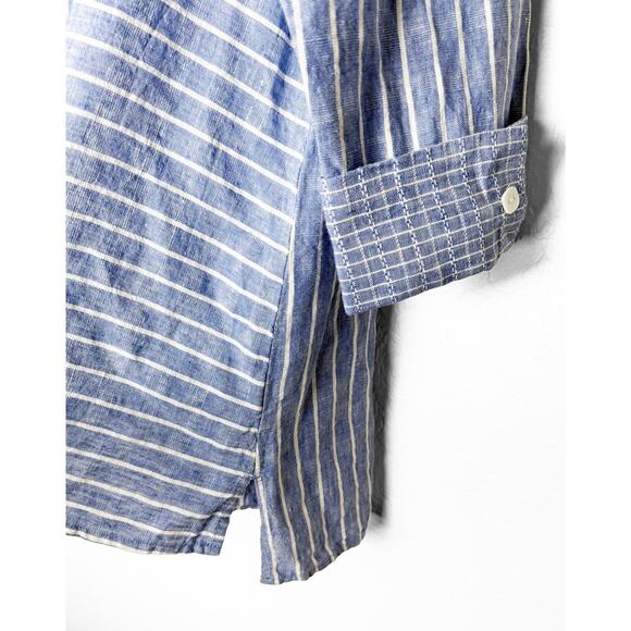 Habitat Women's Linen Blend Button Up Lightweight Shirt 3/4 Cuff Sleeves Coastal - Picture 4 of 8